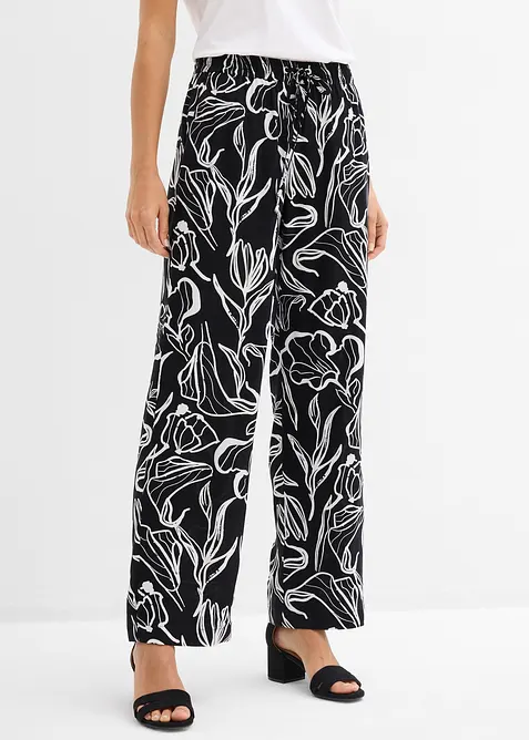 Viskose Schlupfhose in schwarz von vorne - bonprix
