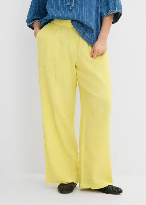 Schlupfhose aus Musselin in gelb von vorne - bonprix