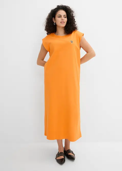 Shirtkleid aus reiner Bio-Baumwolle in orange von vorne (Totalaufnahme) - bonprix