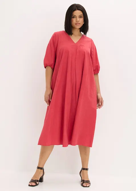 Midikleid aus reiner Baumwolle in rot von vorne (Totalaufnahme) - bonprix
