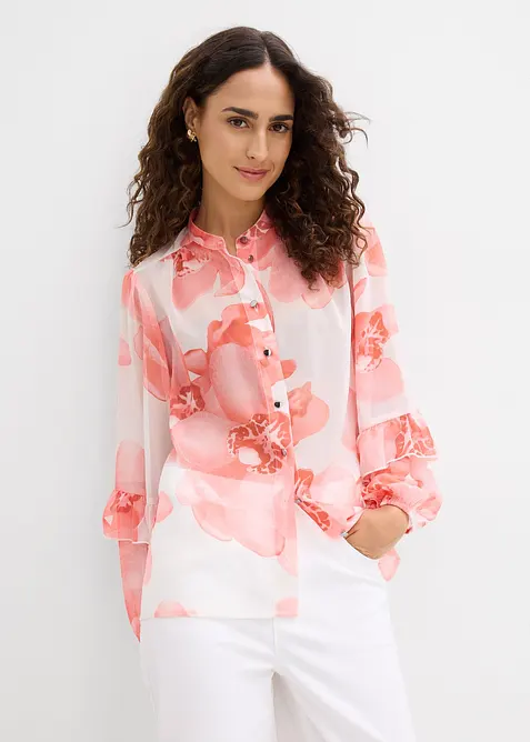 Chiffonbluse in weiß von vorne (im Anschnitt) - bonprix