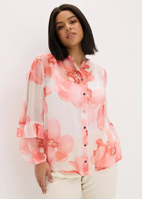Chiffonbluse in weiß von vorne (im Anschnitt) - bonprix