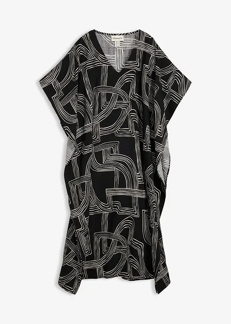 Kaftan-Kleid aus Viskose-Mix in schwarz von vorne - bonprix