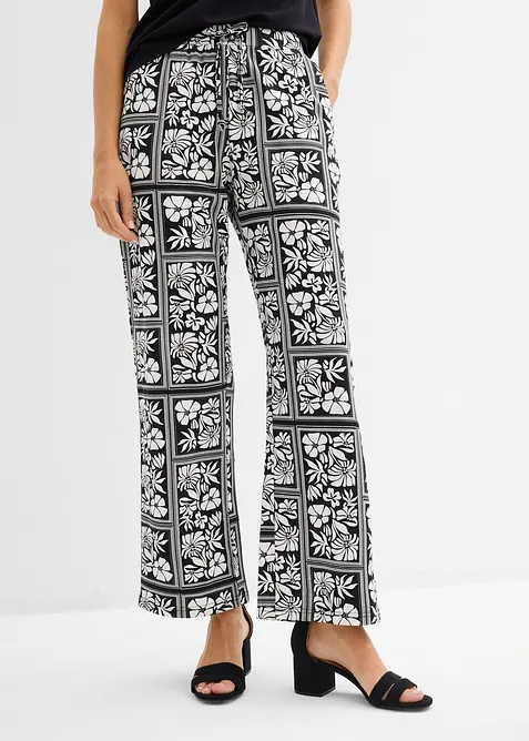 Jersey-Hose aus Punto di Roma in schwarz von vorne - bonprix