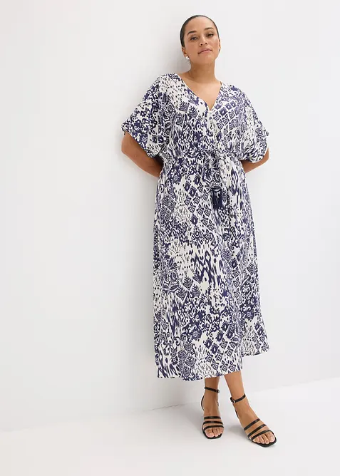 Maxikleid aus fließender Viskose in weiß von vorne (Totalaufnahme) - bonprix