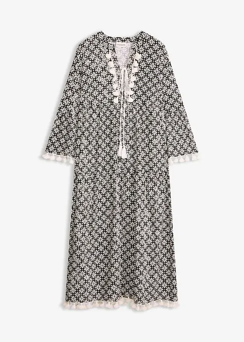 Tunika-Kleid aus fließender Viskose in schwarz von vorne - bonprix