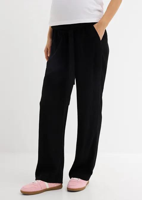 Bequeme Umstandshose aus Viskose-Crepe. Loose Fit in schwarz von vorne - bonprix