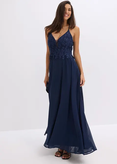 Trägerkleid in blau im Look von vorne (Totalaufnahme) - bonprix