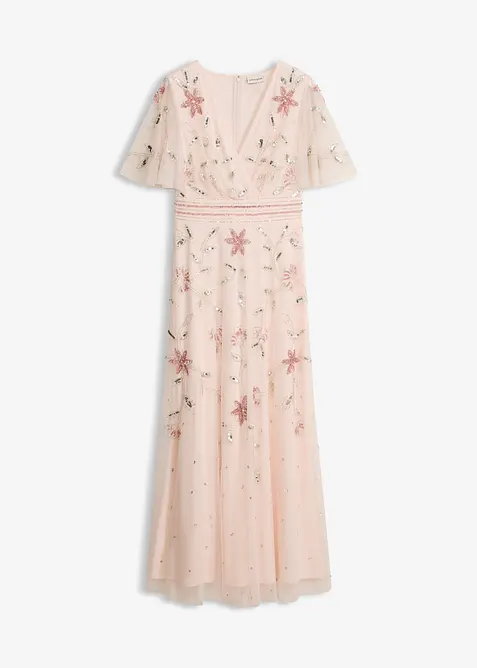 Abendkleid mit Paillettenstickerei in rosa von vorne - bonprix