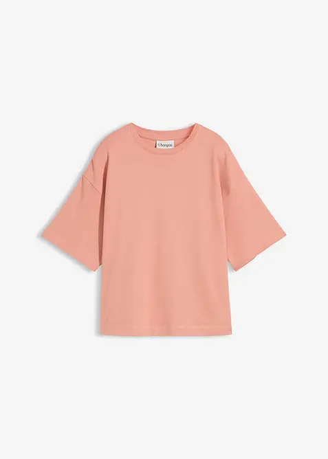 Boxy-Shirt aus schwerer Bio-Baumwolle in rosa von vorne - bonprix