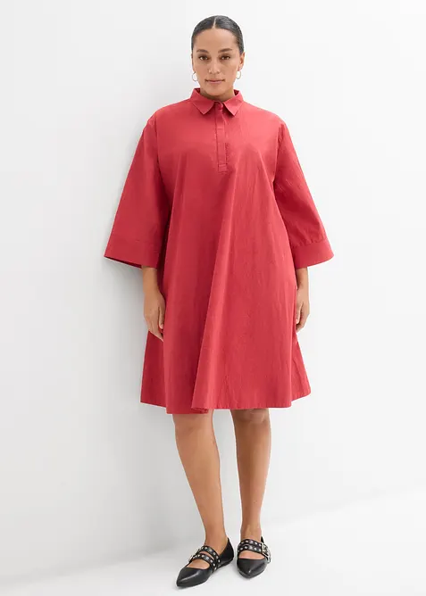 Blusenkleid aus reiner Bio-Baumwolle in rot von vorne (Totalaufnahme) - bonprix