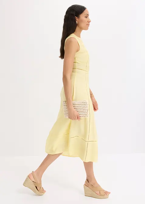 Midikleid aus softem Viskose-Mix in gelb im Look von vorne (Totalaufnahme) - bonprix