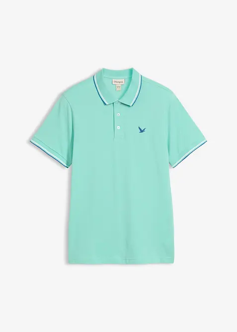Poloshirt aus robustem Piqué in grün von vorne - bonprix