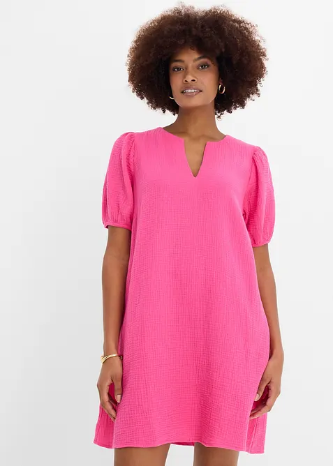 Kurzes Kleid aus Musselin in pink von vorne (Totalaufnahme) - bonprix
