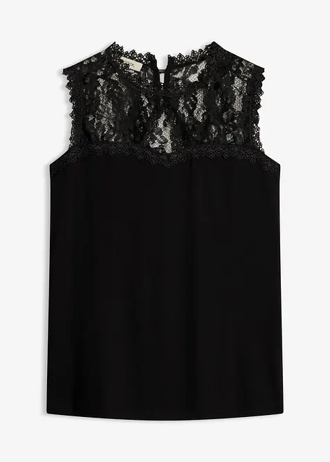 Top aus softem Viskose-Mix in schwarz von vorne - bonprix