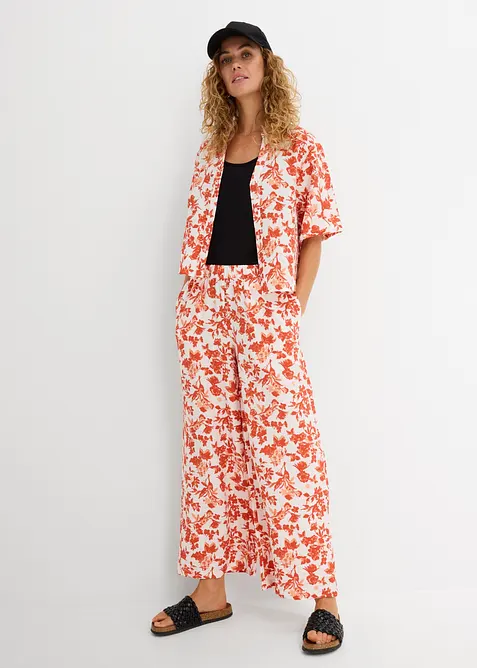 Culotte aus fließendem Viskose-Mix in weiß im Look von vorne (Totalaufnahme) - bonprix
