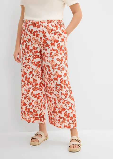 Culotte aus fließendem Viskose-Mix in weiß von vorne - bonprix