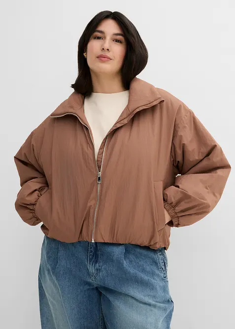 Wasserabweisender Blouson, Bubble-Saum in braun von vorne (im Anschnitt) - bonprix