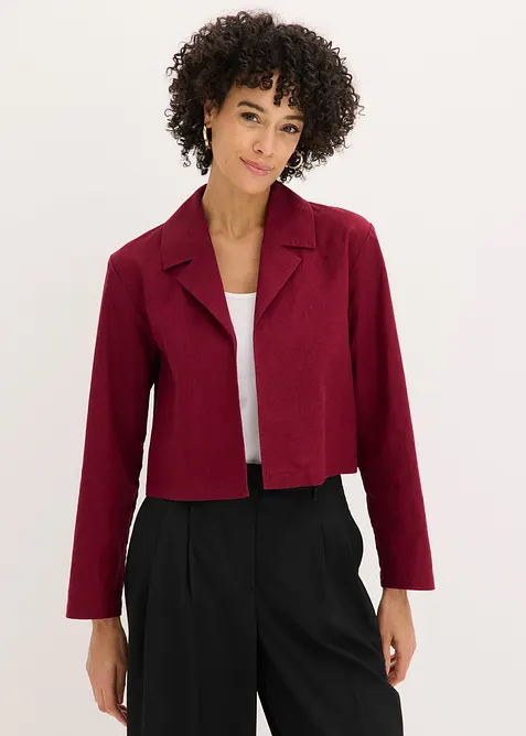 Blusenjacke aus Leinenmix in rot von vorne (im Anschnitt) - bonprix