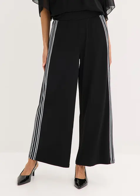 Jersey-Hose mit Seitenstreifen in schwarz von vorne - bonprix