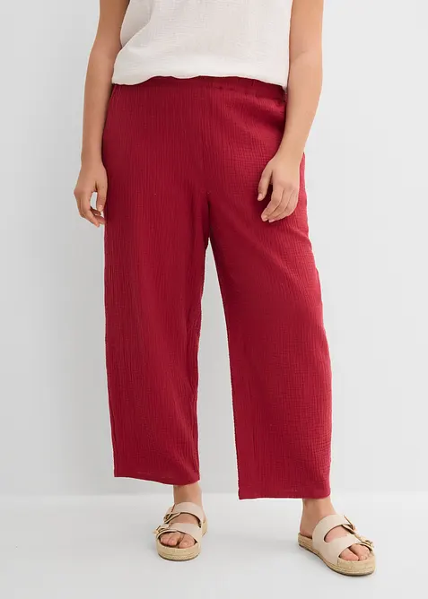 Musselin Barrel-Hose aus reiner Baumwolle in rot von vorne - bonprix