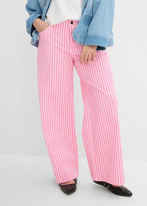 Twillhose aus elastischem Baumwoll-Mix in rosa von vorne - bonprix