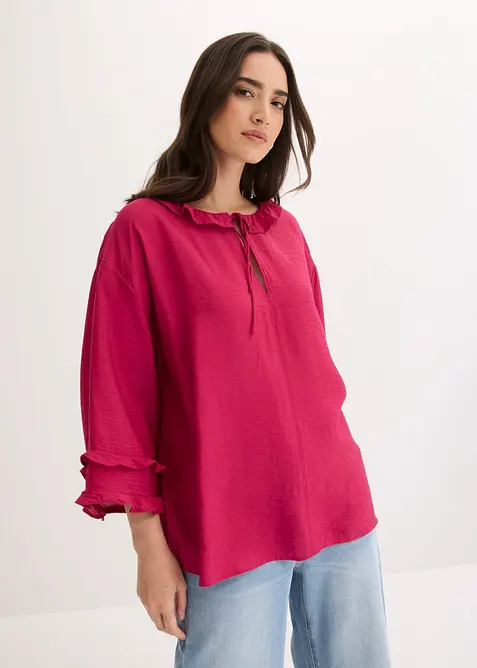 Boheme Bluse aus feinem Viskose-Mix in pink von vorne (im Anschnitt) - bonprix
