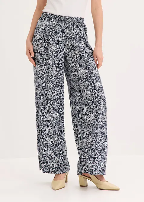 Schlupfhose aus feinem Viskose-Mix in blau von vorne - bonprix