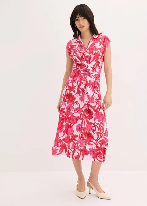 Jerseykleid aus softem Viskose-Mix in pink von vorne (Totalaufnahme) - bonprix
