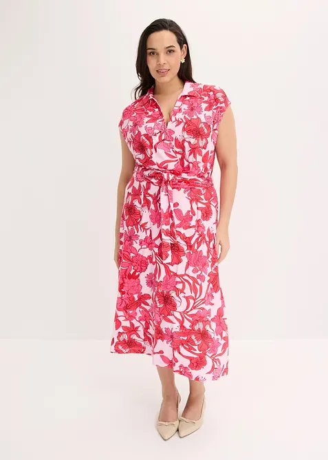 Jerseykleid aus softem Viskose-Mix in pink von vorne (Totalaufnahme) - bonprix