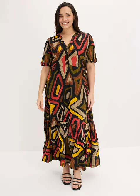 Maxikleid aus softem Viskose-Mix in rot von vorne (Totalaufnahme) - bonprix