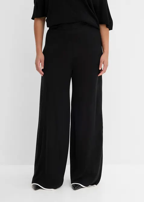 Feine Strickhose aus Viskose-Mix in schwarz von vorne - bonprix