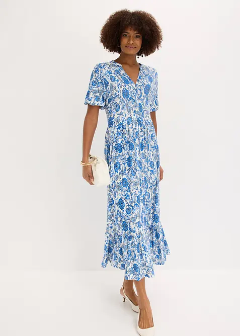 Jerseykleid aus softem Viskose-Mix in weiß im Look von vorne (Totalaufnahme) - bonprix