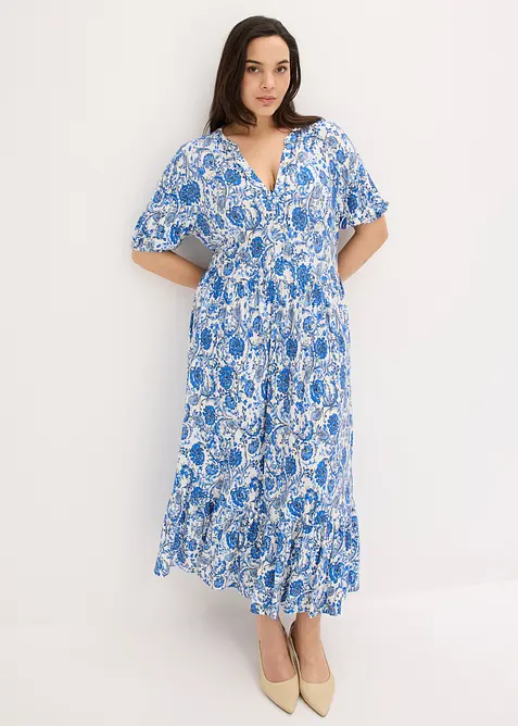 Jerseykleid aus softem Viskose-Mix in weiß von vorne (Totalaufnahme) - bonprix