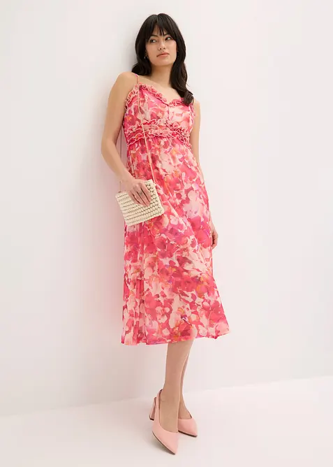 Trägerkleid aus softem Mesh in pink im Look von vorne (Totalaufnahme) - bonprix