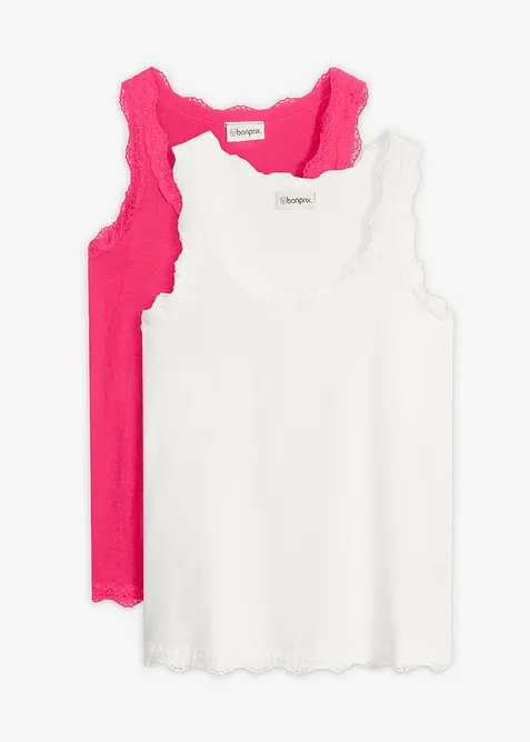 Top aus softem Viskose-Mix (2er-Pack) in pink von vorne - bonprix