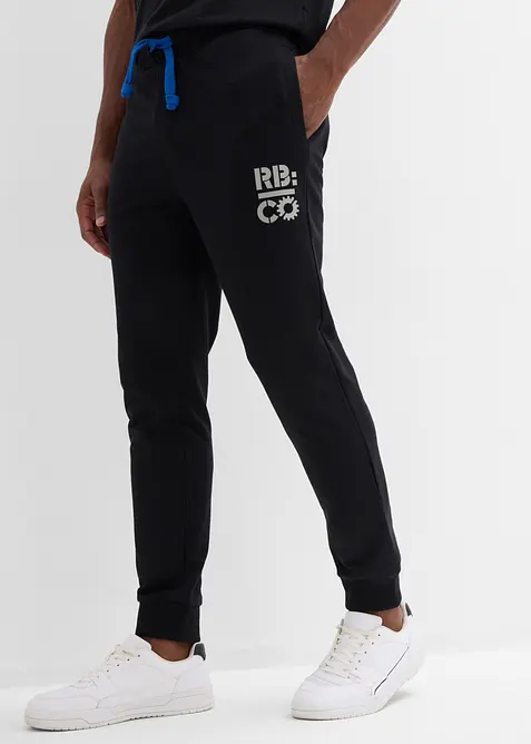 Jogginghose mit Kontrastdetails in schwarz von vorne - bonprix