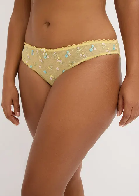 Minislip mit zarter Stickerei in gelb von vorne - bonprix