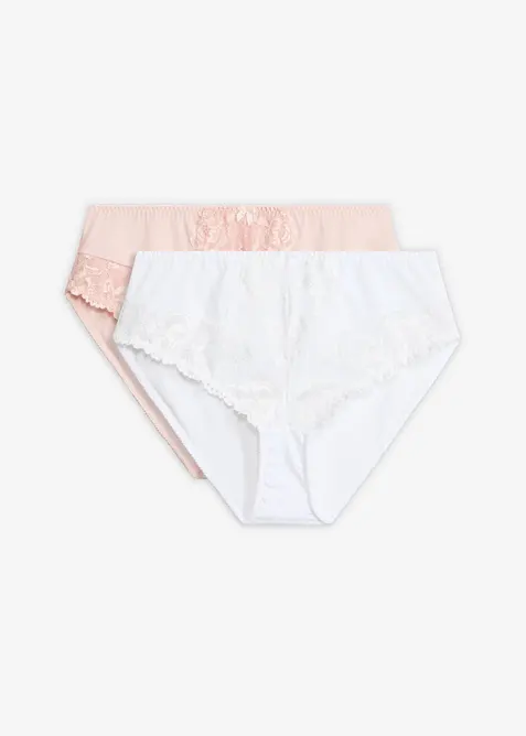 Maxislip mit floraler Spitze (2er Pack) in rosa von vorne - bonprix