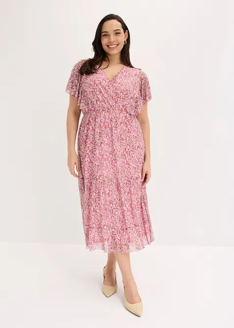 Midikleid aus softem Mesh in rosa von vorne (Totalaufnahme) - bonprix