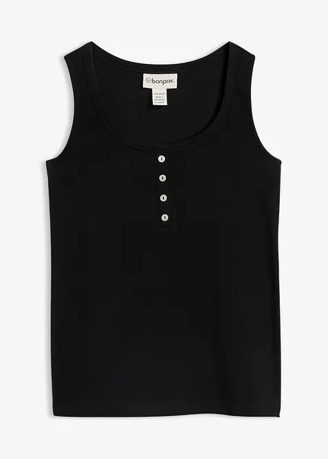 Hüftlanges Ripp-Top in schwarz von vorne - bonprix