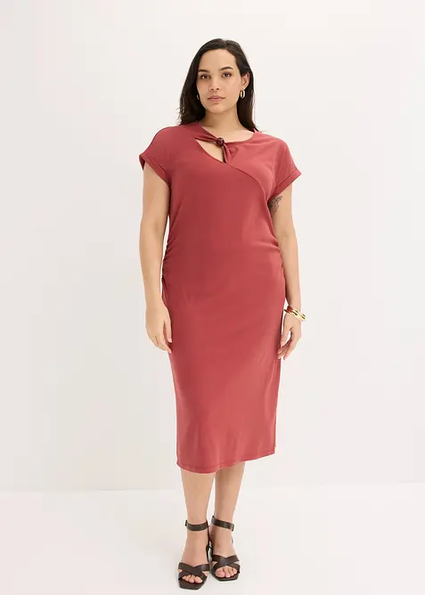 Jerseykleid aus Punto di Roma in rot von vorne (Totalaufnahme) - bonprix