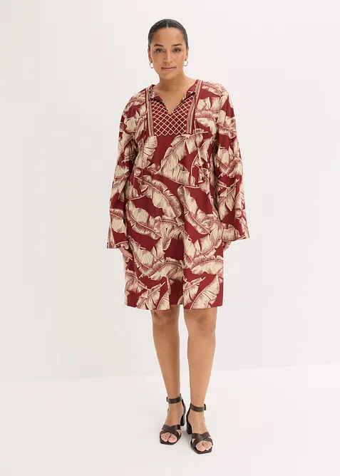 Tunika-Kleid aus fließendem Viskose-Mix in rot von vorne (Totalaufnahme) - bonprix