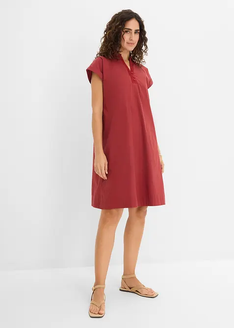 Minikleid aus Baumwoll-Mix in rot von vorne (Totalaufnahme) - bonprix