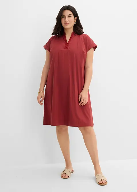 Minikleid aus Baumwoll-Mix in rot von vorne (Totalaufnahme) - bonprix