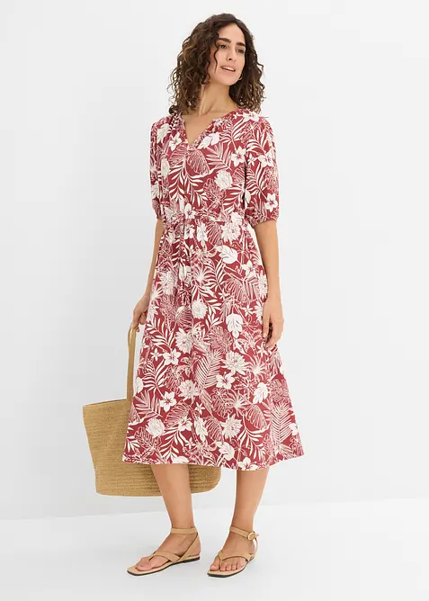 Jerseykleid aus softem Viskose-Mix in rot im Look von vorne (Totalaufnahme) - bonprix