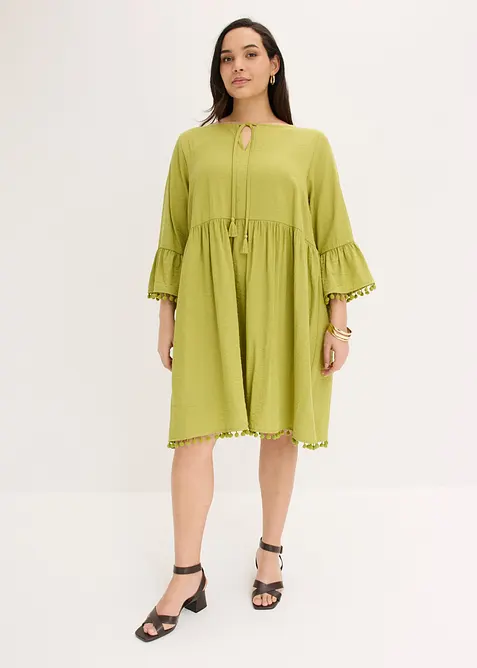 Kleid aus fließender Viskose in grün von vorne (Totalaufnahme) - bonprix