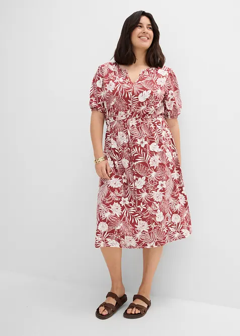 Jerseykleid aus softem Viskose-Mix in rot von vorne (Totalaufnahme) - bonprix
