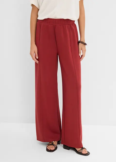 Weite Hose aus Scuba in rot von vorne - bonprix