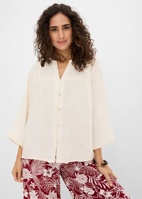 Bluse aus Viskose-Mix in weiß von vorne (im Anschnitt) - bonprix